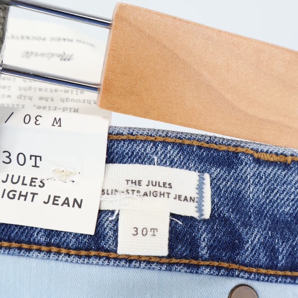 Madewell The Jules Slim Straight Jean Atlin Wash Comfort Stretch 30 Tall NWT - Picture 5 of 9